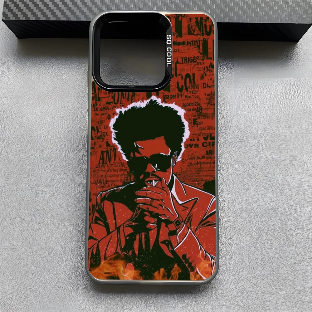 Singer  W-WeekndS Phone Case For iPhone 16 15 14 13 12 11 Pro Max Grey Black Matte Laser Metallic Aurora Funda