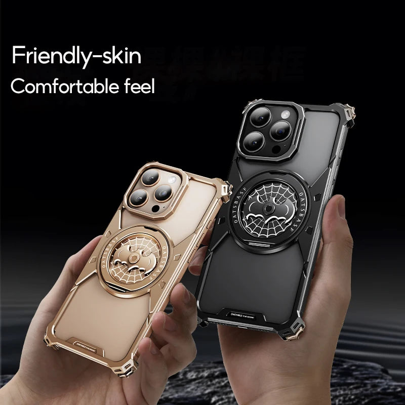 Eary for iPhone 16 Pro Max Bat Phone Case with Magsafe 360°Rotation Kickstand Metal Frameless Military Grade Shockproof Cover - Caseverse