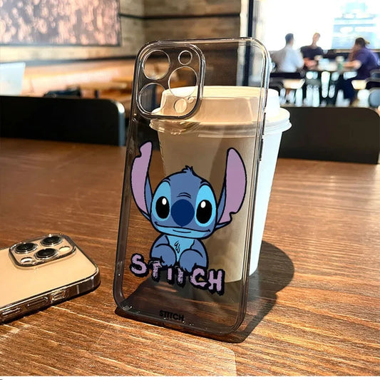 Disney Stitch Cute Phone Case For iPhone 16 14 13 12 11 Pro Max XR XS X 12 13 MINI 7 8 Plus Y2K Girl Shockproof Clear Soft Cover