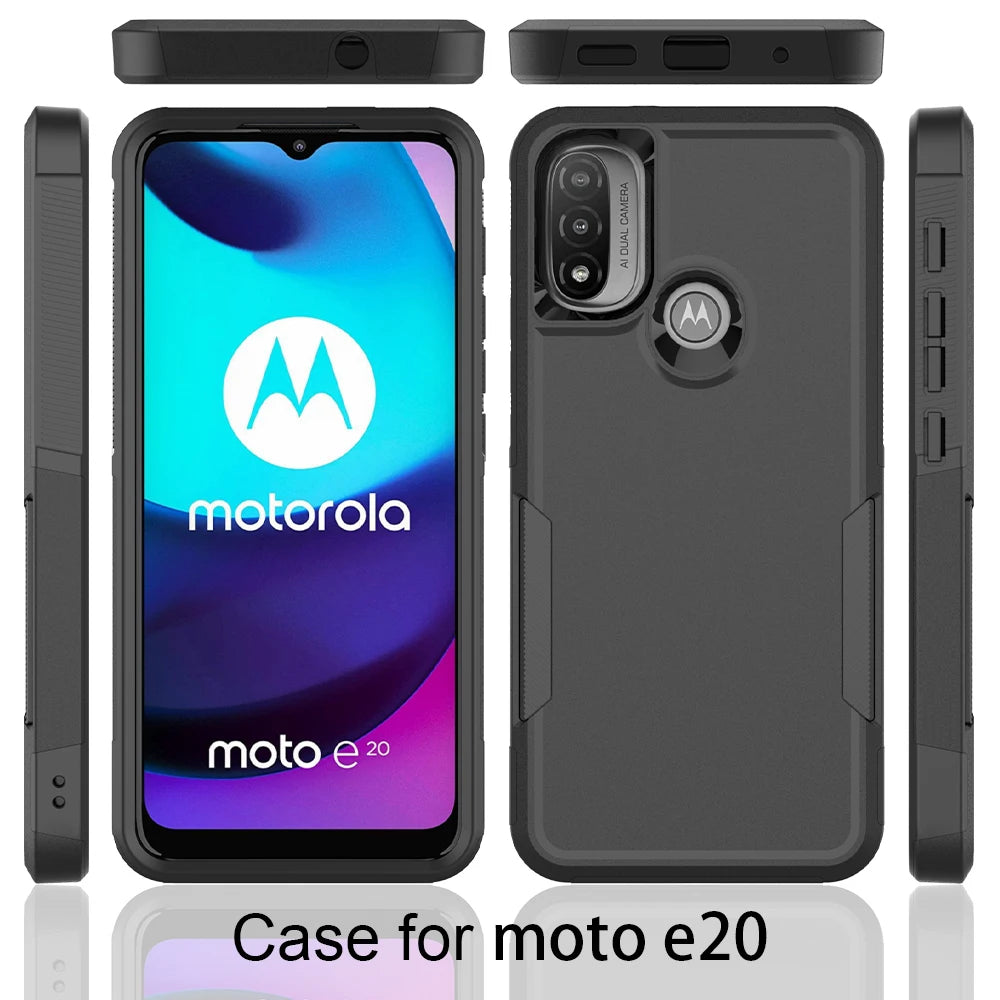 New TPU/PC Case for Motorola Moto E20 E30 E40 Military Shockproof Phone Cover Rugged Armor Shell 2IN1 Dual Layer Protection - Caseverse