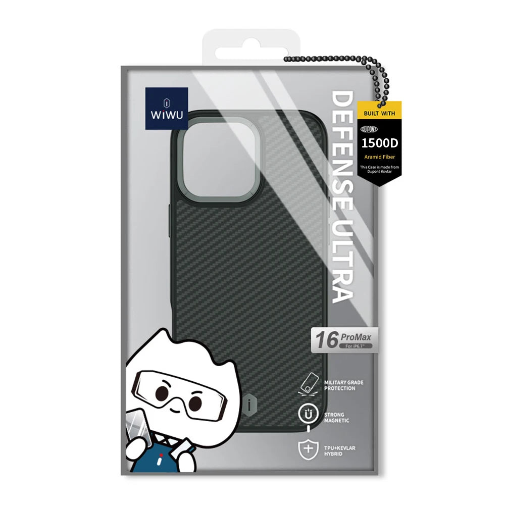 WiWU Kevlar Mobile Phone Case for iPhone 16 Pro Max TPU Frame Anti-fingerprint Case for iPhone 16 Pro N52 Magnetic Attached - Caseverse