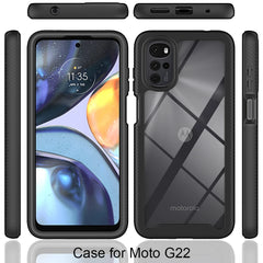 Moto E32 Shockproof Clear Case Built in Screen Protector Full Body Rugged Defender Cover for Motorola G22 Case, E32S,G52 Cases