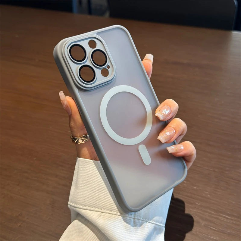 Luxury Magsafe Matte Transparent Phone Cases For iPhone 11 12 13 14 15 16 Pro Max Plus Magnetic Bumper Cases Cover