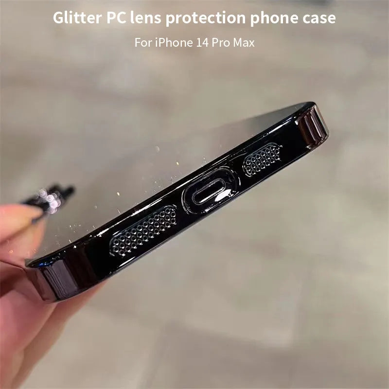 Luxury Electroplated Glitter Phone Case For IPhone 16 15 14 13 12ProMax  Clear Transparent Shockproof Hard Back Protective Cover - Caseverse