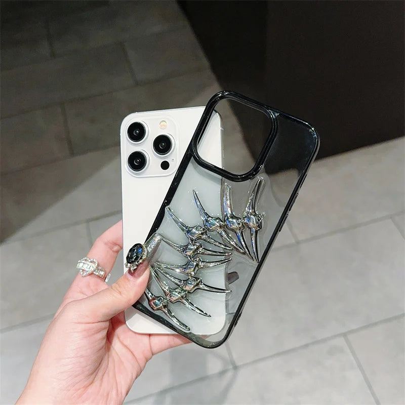Unique design sense, three-dimensional drip glue fish bone Phone Case For iPhone 11 12 13 14 15 16 pro max - Caseverse