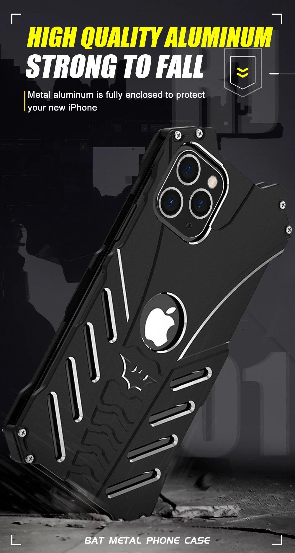 R-just Style Protection Mobile Phones Case For Iphone 15 16 14 Plus 13 12 11 Pro Max Metal Aluminum Shell Hybrid Case Cover