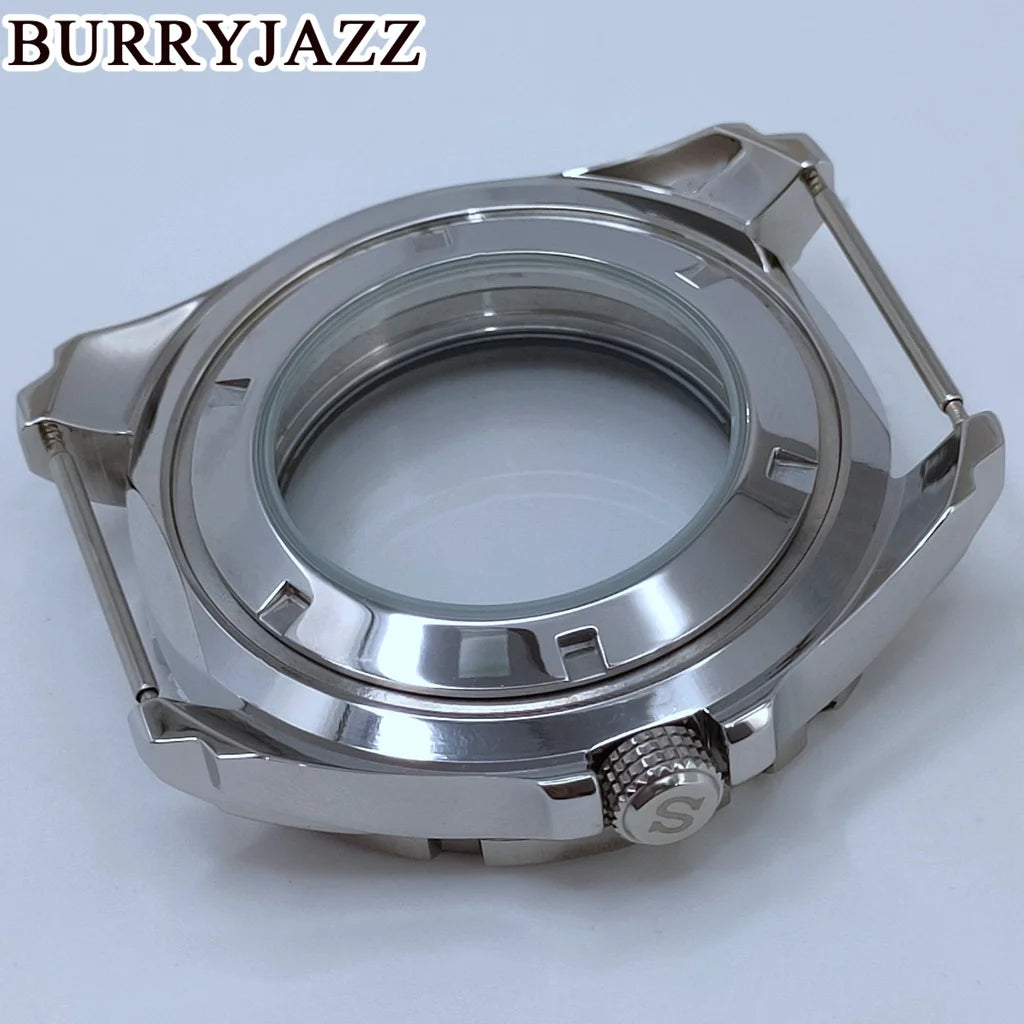 BURRYJAZZ 44mm NH34 NH35 NH36 NH38 NH39 NH70 Watch Case Silver Black Stainless Steel Watch Case