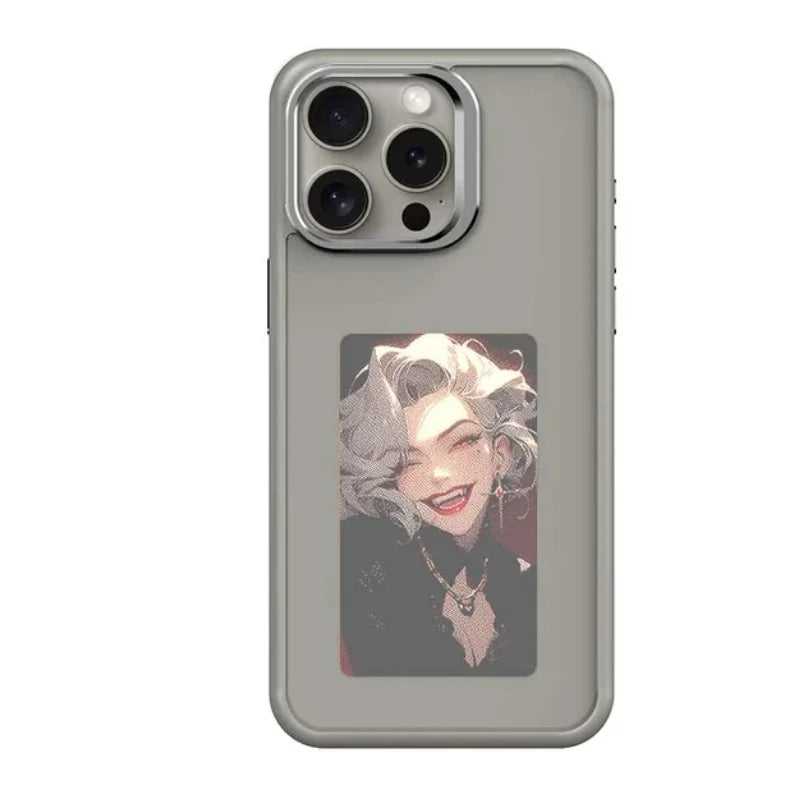 New-tech NFC Function Phone Case For Iphone 15 14 13 Pro Max DIY Cases E-Ink Screen Phone Cover Cartoon Girl Fundas Battery Free - Caseverse