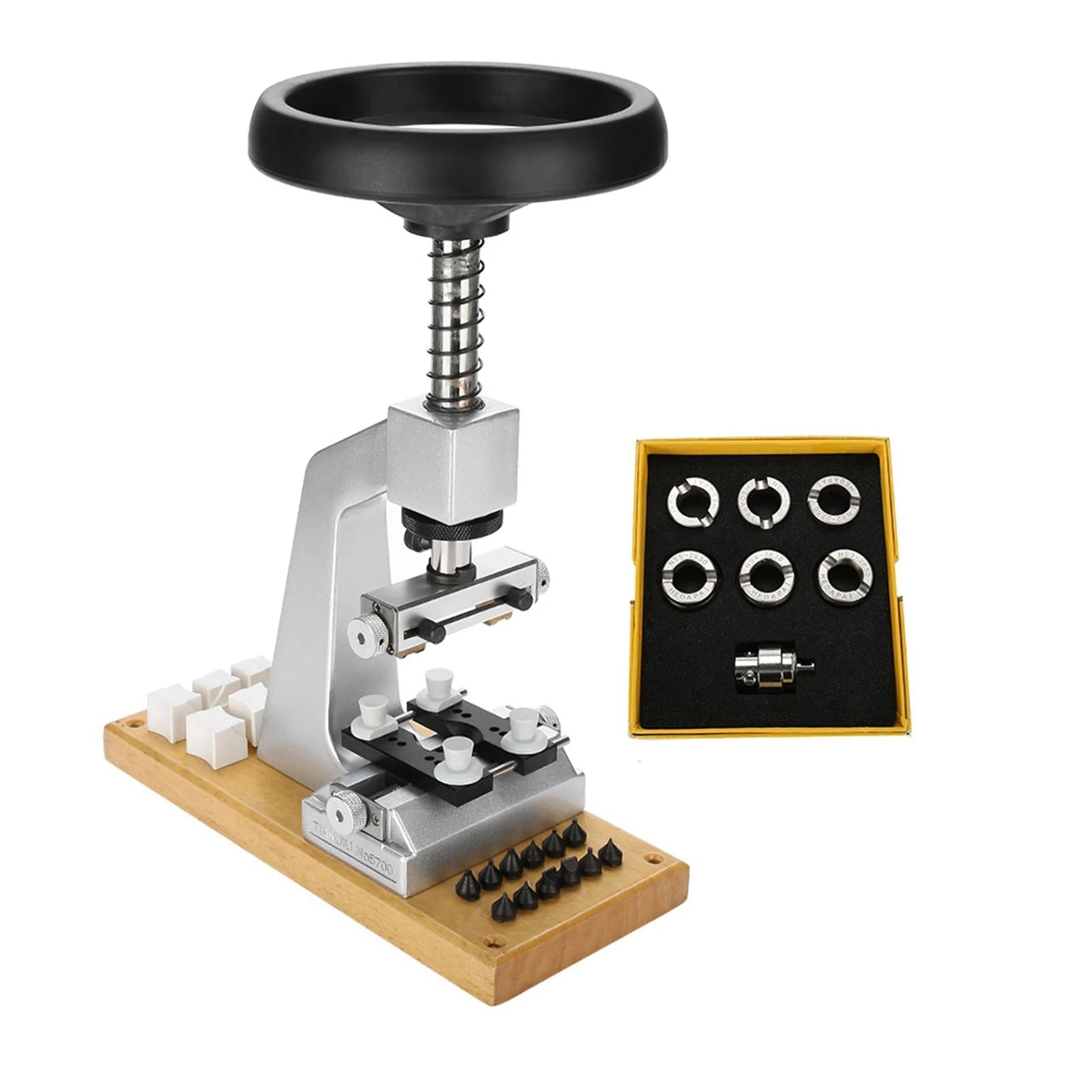 Bench Watch Case Opener Bench Watch Case Opener Wristwatch Tool Back Opener with 6 Dies Watch Repair Tool Watch Case Remover