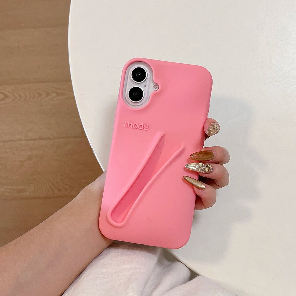 Lipstick Soft Silicone DIY Rhode Phone Case For iPhone 16 15 14 13 12 11 Pro Max Plus Portable Lip Gloss Holder Ins Hot Cover - Caseverse