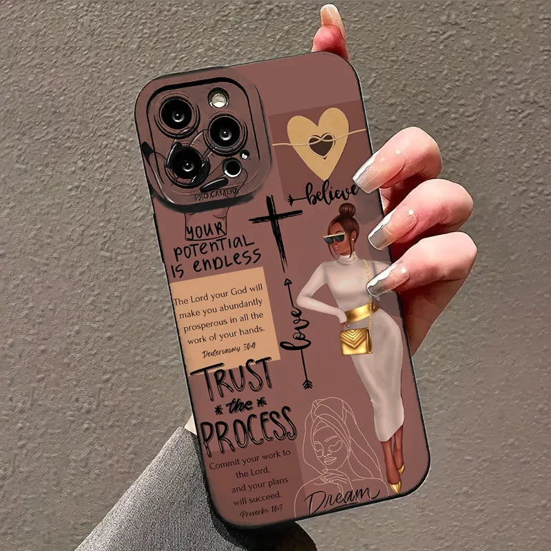 Fashionable Girl Illustration Phone Case For iPhone 17 16 15 14 13 12 11 16E X XR XS SE2 8 7 Plus Pro Max Mini Air Back Cover