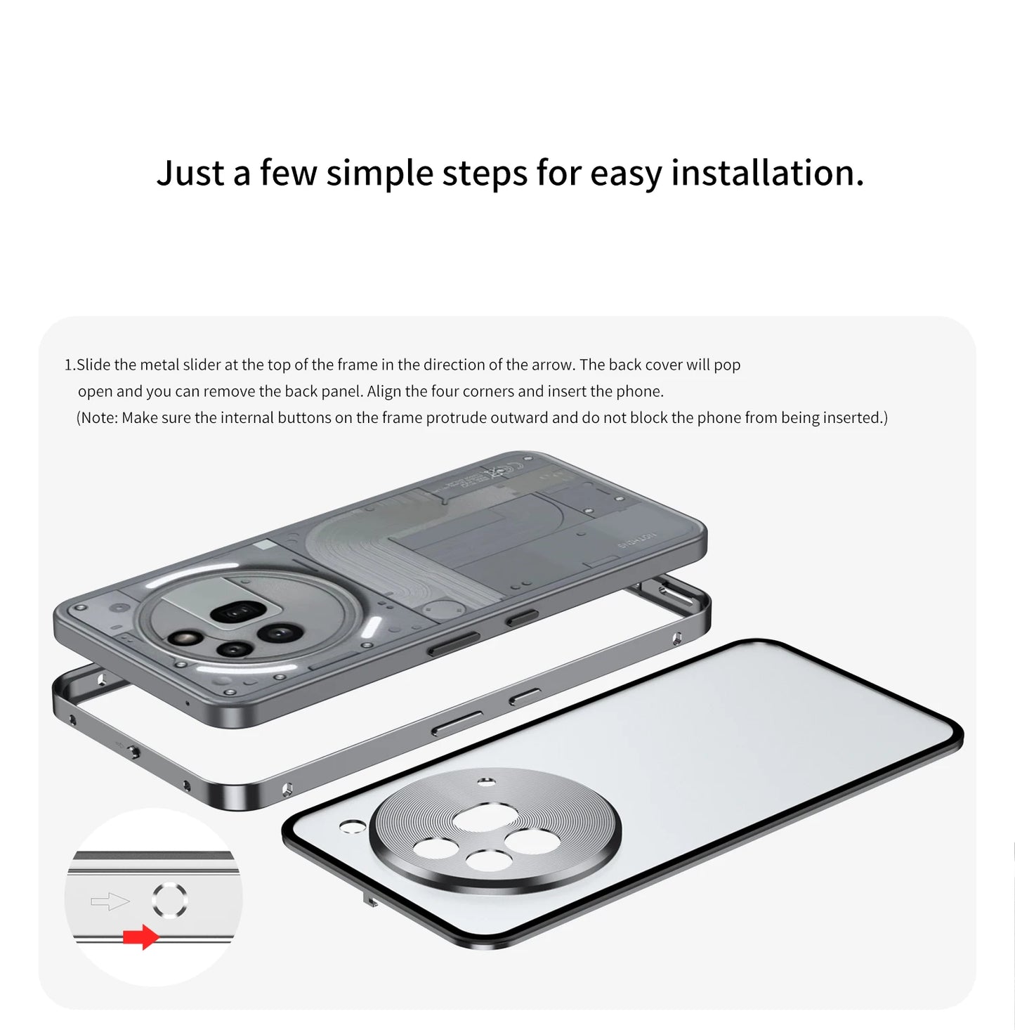 Metal Aluminium Alloy Frame Hard PC Backboard Shockproof Phone Cover for Nothing Phone 3A Pro Case
