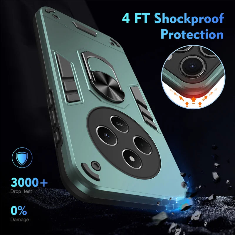 For Xiaomi Redmi 14C 4G Case Shockproof Armor Metal Ring Phone Cases For Mi Redmi 14C 4G Stand Holder Bumper Phone Cover - Caseverse