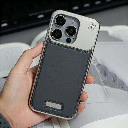 Aluminum Alloy Leather Magnetic Phone Case For iPhone 16 16pro 15 14 Pro Max Wireless Charging Metal Frameless Shockproof Cover