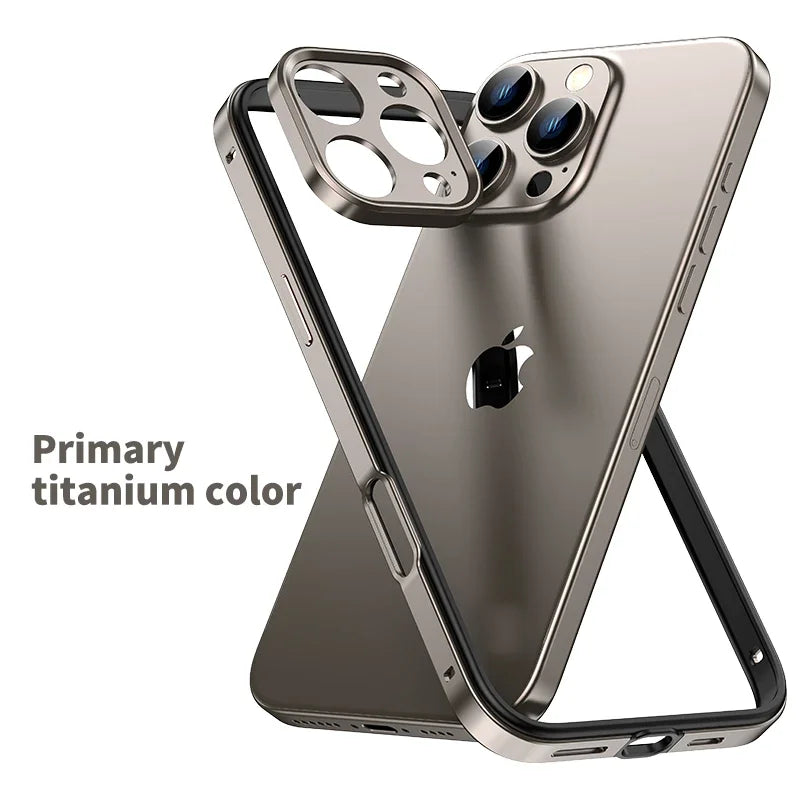Camera Protection + Hybrid Silicone Frame Aluminum Metal Phone Case For iPhone 16 Pro Max 15 14 13 Better Heat Bumper