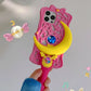 Suitable for Pink Pretty Girl Star Moon Stick iPhone 14 Pro Max 13 Phone Case 12 15 11 Silicone Full Package Anti Drop Soft Case - Caseverse