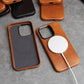 YMW Magnetic Genuine Leather Case for iPhone 16 Pro Max 15 14 Personality Cowhide Magnetic Phone Cover - Caseverse