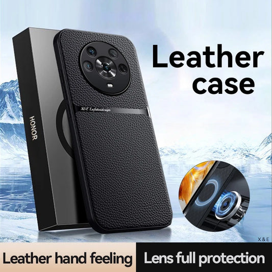 For Honor Magic4 Pro Build-in Magnet Metal Plate Car Holder Phone Case Honor Magic 4 Pro 4Pro Magic4 Silicone Leather Back Cover