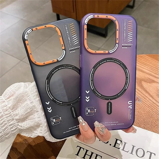 Matte Frosted Skin Feeling Magnetic Phone Case For iPhone 16 Pro Max 15 14 Magsafe Wireless Charge Back Metal Lens Frame Cover