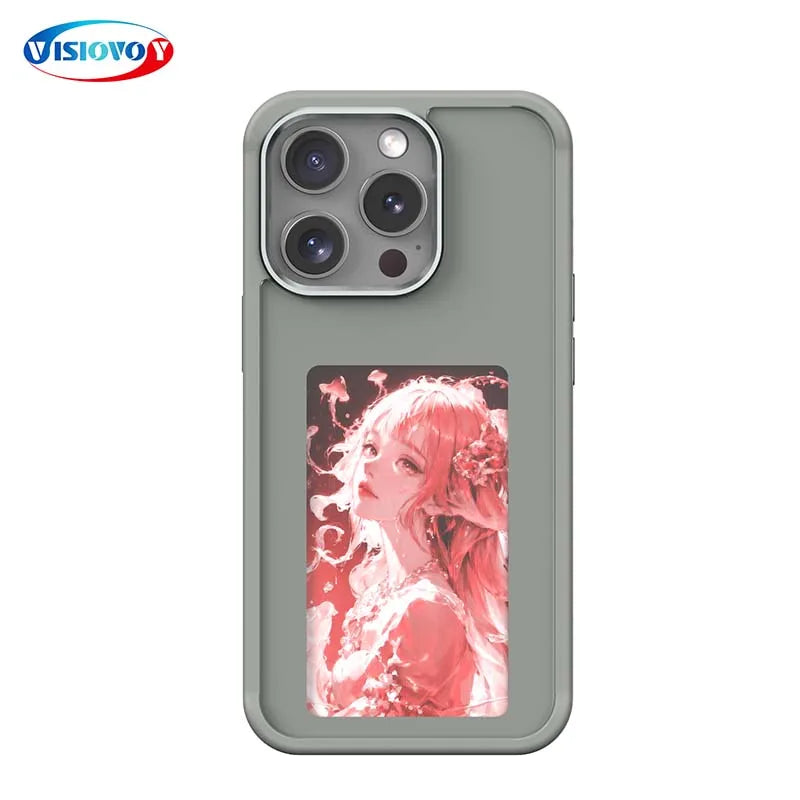 E-ink Screen Smart Phone Case NFC Functions Case For Fundas iphone 13 Case iPhone 15 14 Pro Max DIY Case - Caseverse