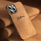 Personalized Luxury Leather Lambskin Case For iPhone 11 12 13 14 15 16 Pro Max Customized Name DIY Cover 11 12 13 14 15 Pro Max - Caseverse