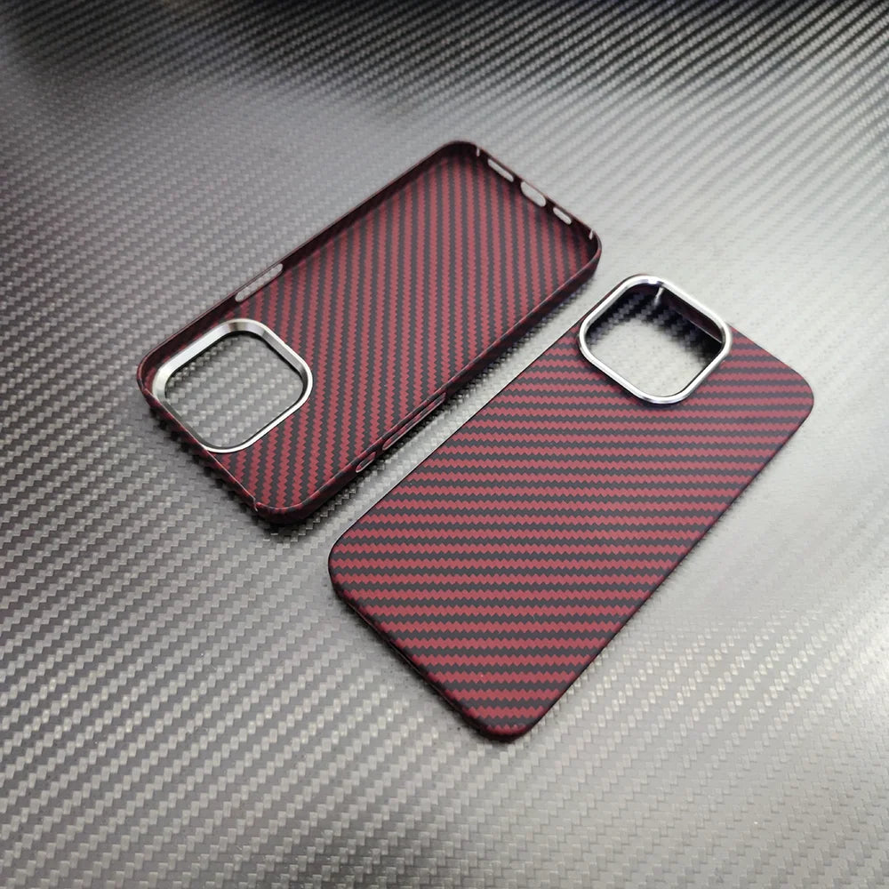real carbon fiber phone case for iphone16 1514 13 12 pro max case metal ring aramid fiber phone cover for iphone 15/12/13 pro