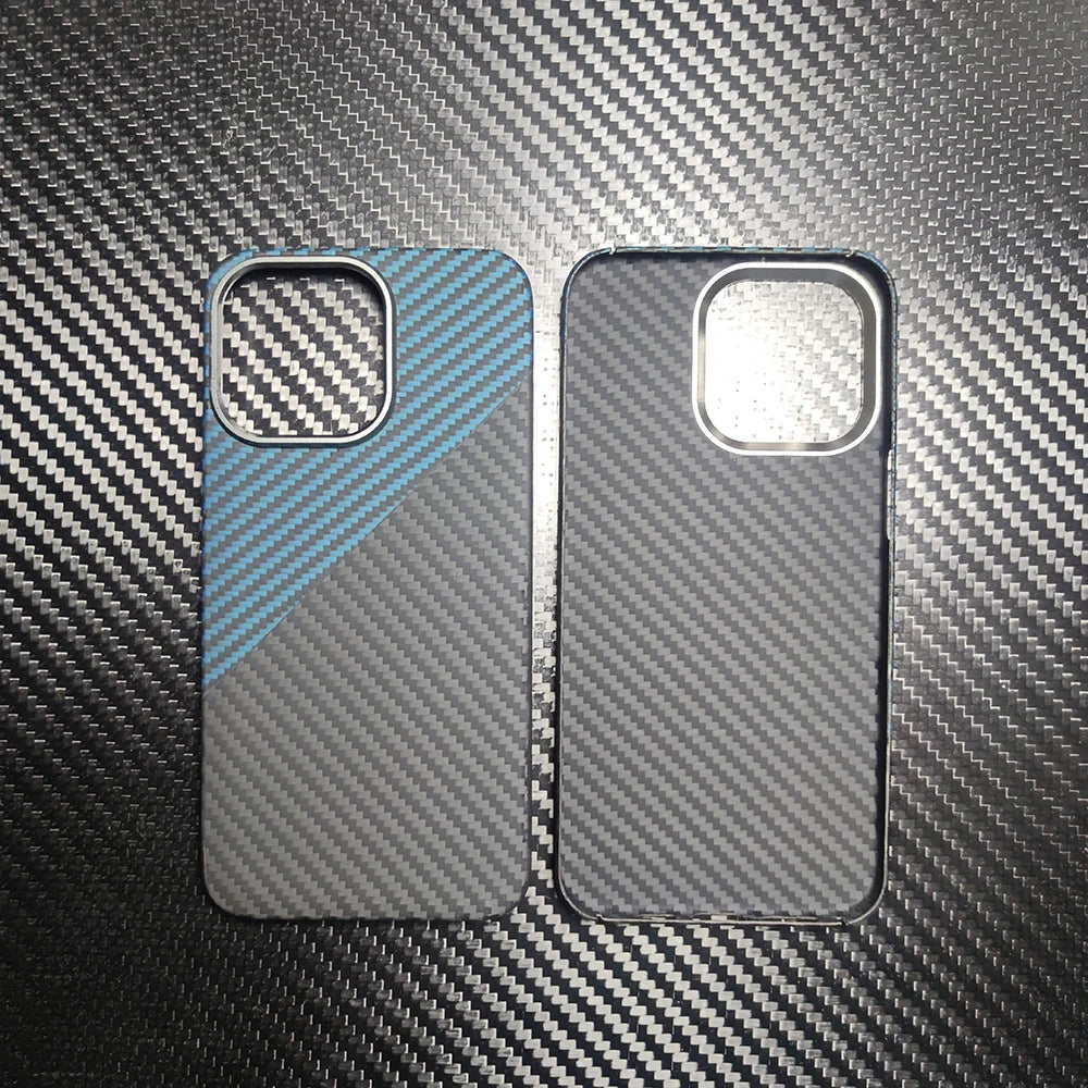 real carbon fiber phone case for iphone16 1514 13 12 pro max case metal ring aramid fiber phone cover for iphone 15/12/13 pro