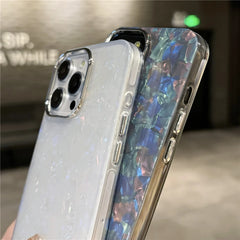 Luxury Bling Glitter Dream Shell Marble Pattern Phone Case For iPhone 16 15 11 12 13 14 Pro Max XR XS X 7 8 Plus Hard PC Cover