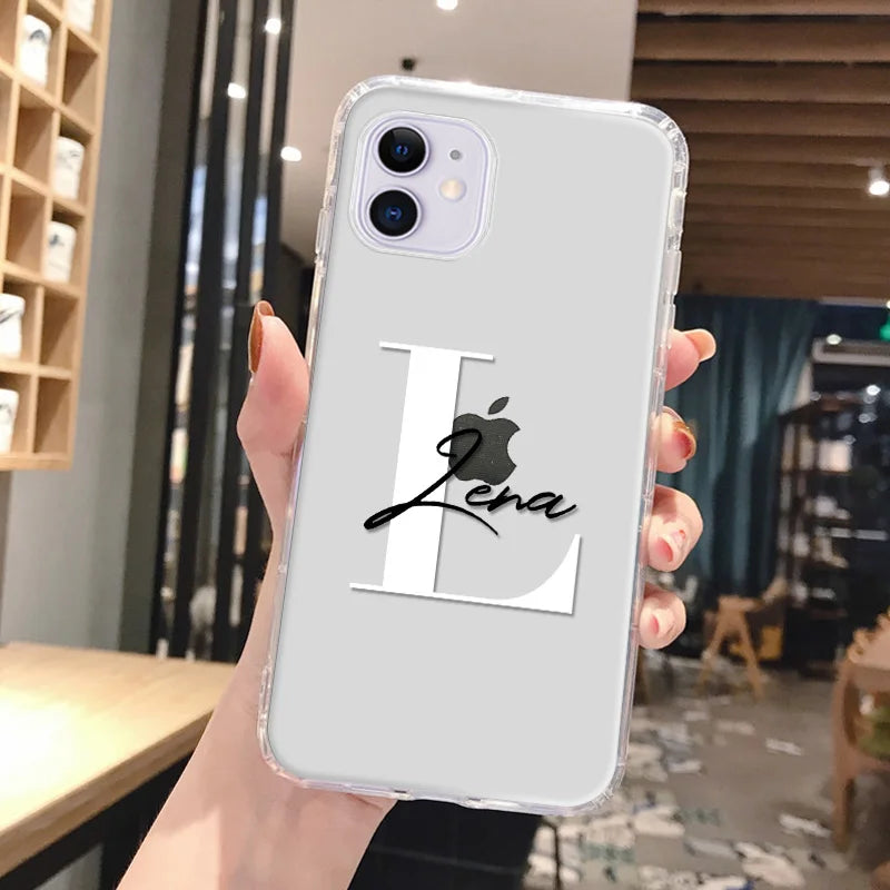Personalized Custom Name Phone Case For iPhone 13 12 11 14 15 16 pro 16 14 15 Plus Xs MAX XR 12 13 Mini Clear Cover Capa Fundas - Caseverse