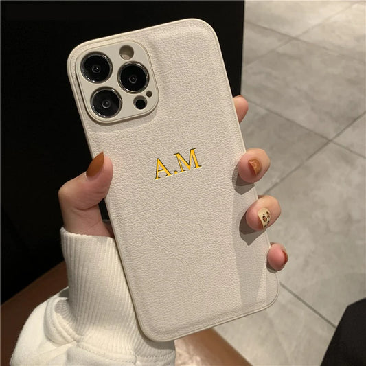 Personalized Phone Case For iPhone 17 16 15 14 13 12 11 Pro Max Plus 17Air Luxury PU Leather Customized Initials Name Gift Cover