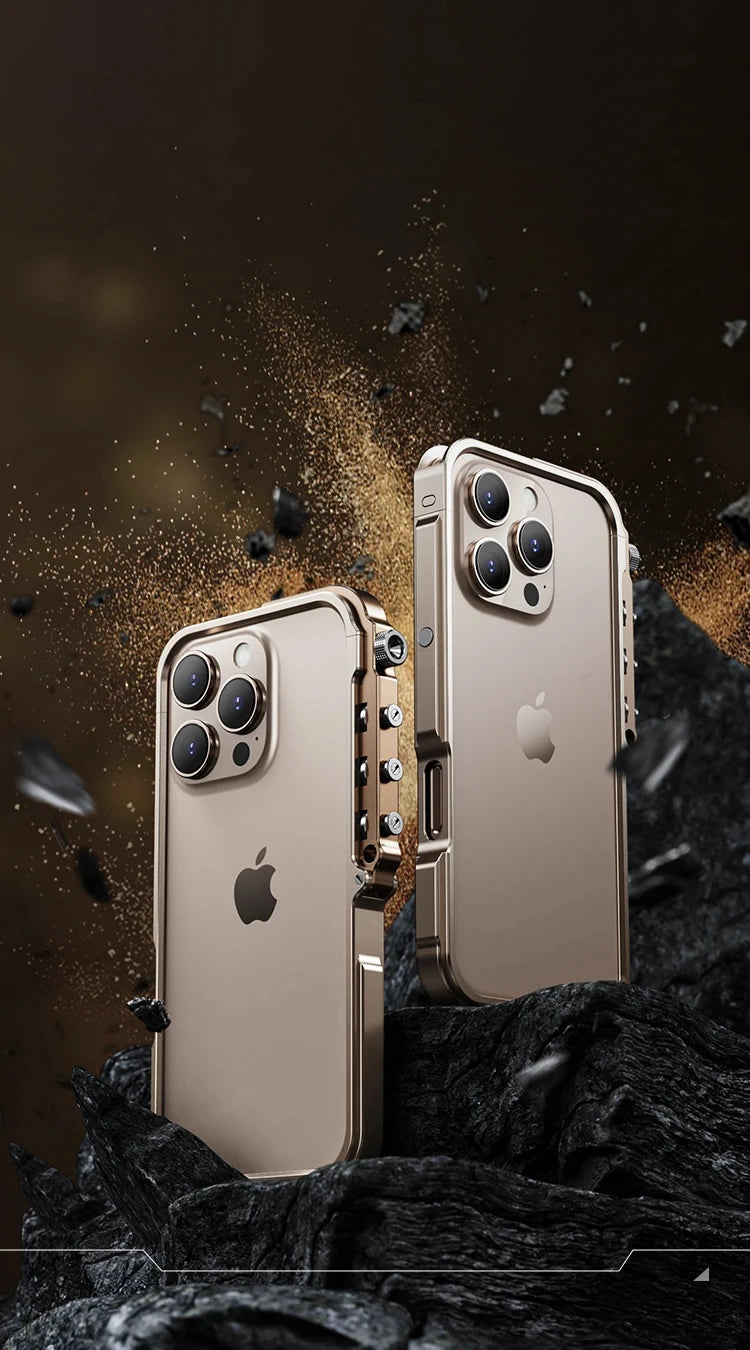 Luxury Aluminum Alloy Armor Frame Phone Case For iPhone 13 14 15 16 Pro Metal Removable Shockproof Cover