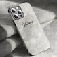 Personalized Luxury Leather Lambskin Case For iPhone 11 12 13 14 15 16 Pro Max Customized Name DIY Cover 11 12 13 14 15 Pro Max - Caseverse