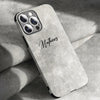 Personalized Luxury Leather Lambskin Case For iPhone 11 12 13 14 15 16 Pro Max Customized Name DIY Cover 11 12 13 14 15 Pro Max - Caseverse