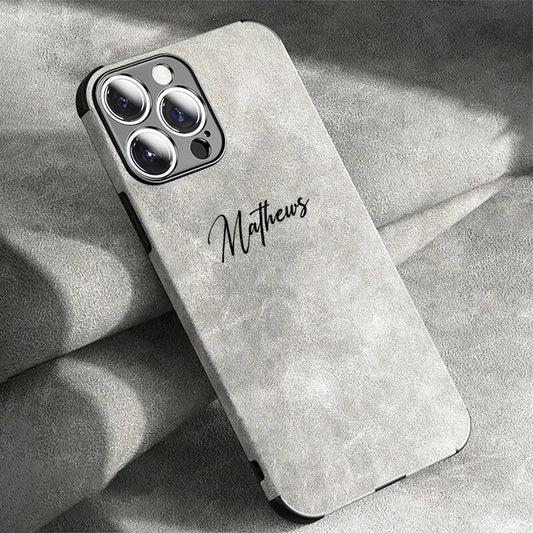 Personalized Luxury Leather Lambskin Case For iPhone 11 12 13 14 15 16 Pro Max Customized Name DIY Cover 11 12 13 14 15 Pro Max