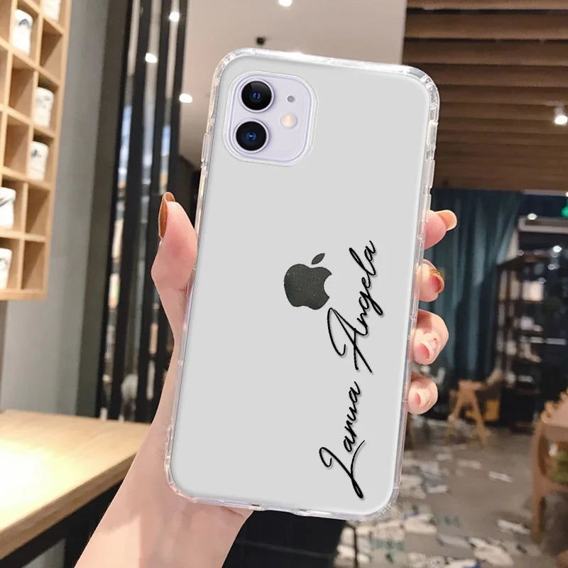 Personalized Custom Name Phone Case For iPhone 13 12 11 14 15 16 pro 16 14 15 Plus Xs MAX XR 12 13 Mini Clear Cover Capa Fundas - Caseverse