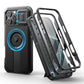 For iPhone 16 Pro Max Rugged Armor Shockproof Case with Built-in Sliding Camera Cover and Built-in Screen Protector Kickstand - Caseverse