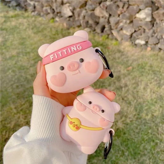 Bluetooth headset case Cartoon Pig cute wind silicone ear case, applicable to Airpods1/2, Airpods Pro, Airpods Pro2, Airpods3