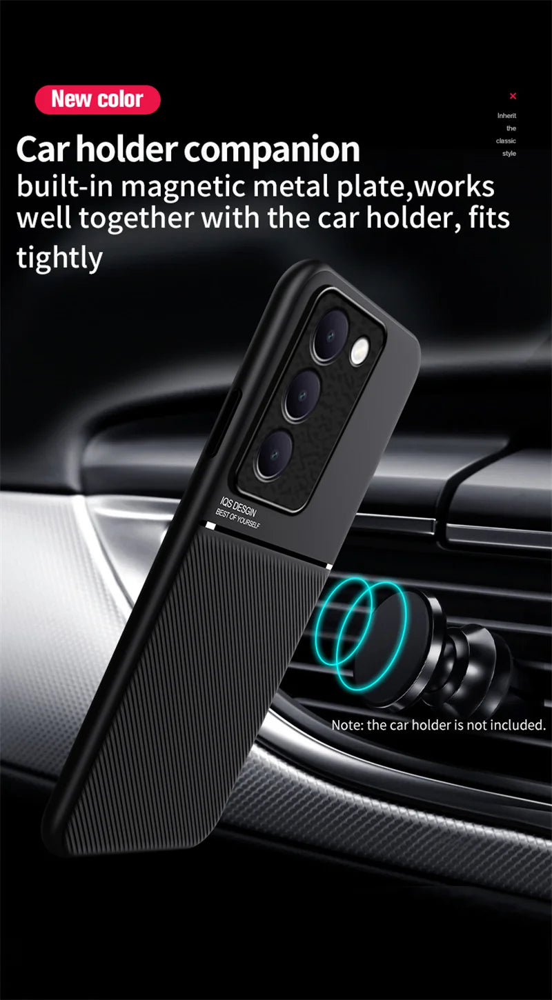 Rugged Protective Cover for VIVO V40 SE V30 Lite 5G V30 Pro V29 V29e Case Built-in Car Magnetic Holder Phone Coque Fundas - Caseverse