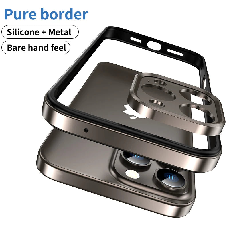 Hybrid Silicone Frame Aluminum Metal Phone Case For iPhone 16 Pro Max 16 Plus 16promax 16pro 16plus Better Heat Bumper