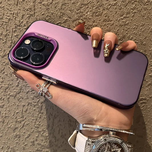 Luxury Matte Silver Electroplated Phone Case For iPhone 11 12 13 14 15 16 Pro Max Plus X Xs Max XR Shockproof Bumper Cases Cover