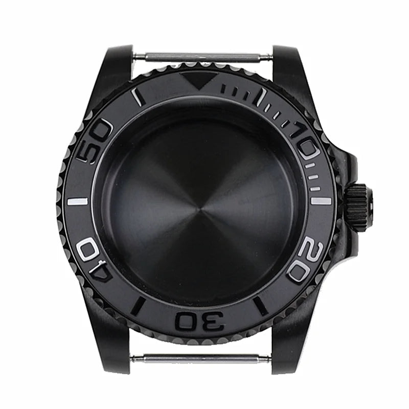 Black Yacht Design Style watch Case with Sapphire Crystal Water Resistant for NH35 Nh36 Automatic Mechanical Movement Watch Case