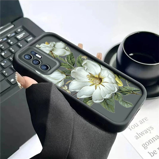 Flower Painted Phone Case For Oppo Reno 6 Pro Plus 5G Reno6 Silicone Anti Drop Soft Cover Funda - Caseverse
