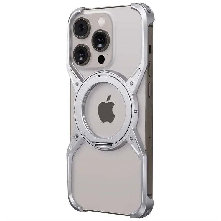 Metal Frameless Magsafe Magnetic Holder Phone Case For iPhone 16 15 14 13 Pro Max 16promax Aluminum Alloy Frame Shockproof Cover