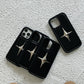 Luxury Metal Star PU Leather Phone Case For iPhone 15 14 13 12 Pro Max 15pro 14Pro Shockproof Cover Men Women Stylish Cases