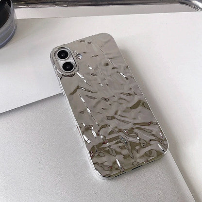 Stylish Metal Color Silver Meteorite Texture Case For iPhone 16 Pro Max 15 14 13 12 11 16 plus Soft TPU Anti-knock Cover