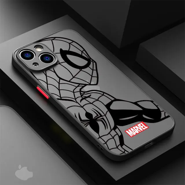 Marvel Spiderman Ironman Phone Case for iPhone XR X 14 16 Plus XS Max 8 Plus 13 Mini 15 Pro Max 12 11 Pro 7 12 Pro Matte Cover - Caseverse
