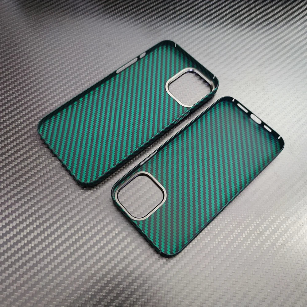 real carbon fiber phone case for iphone16 1514 13 12 pro max case metal ring aramid fiber phone cover for iphone 15/12/13 pro