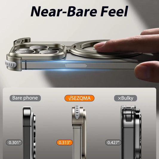 Luxury Magsafe Magnetic Metal Rimless Stand Phone Case For iPhone 16 15 14 13 Pro Max Plus Aluminum Alloy Shockproof Metal Cover