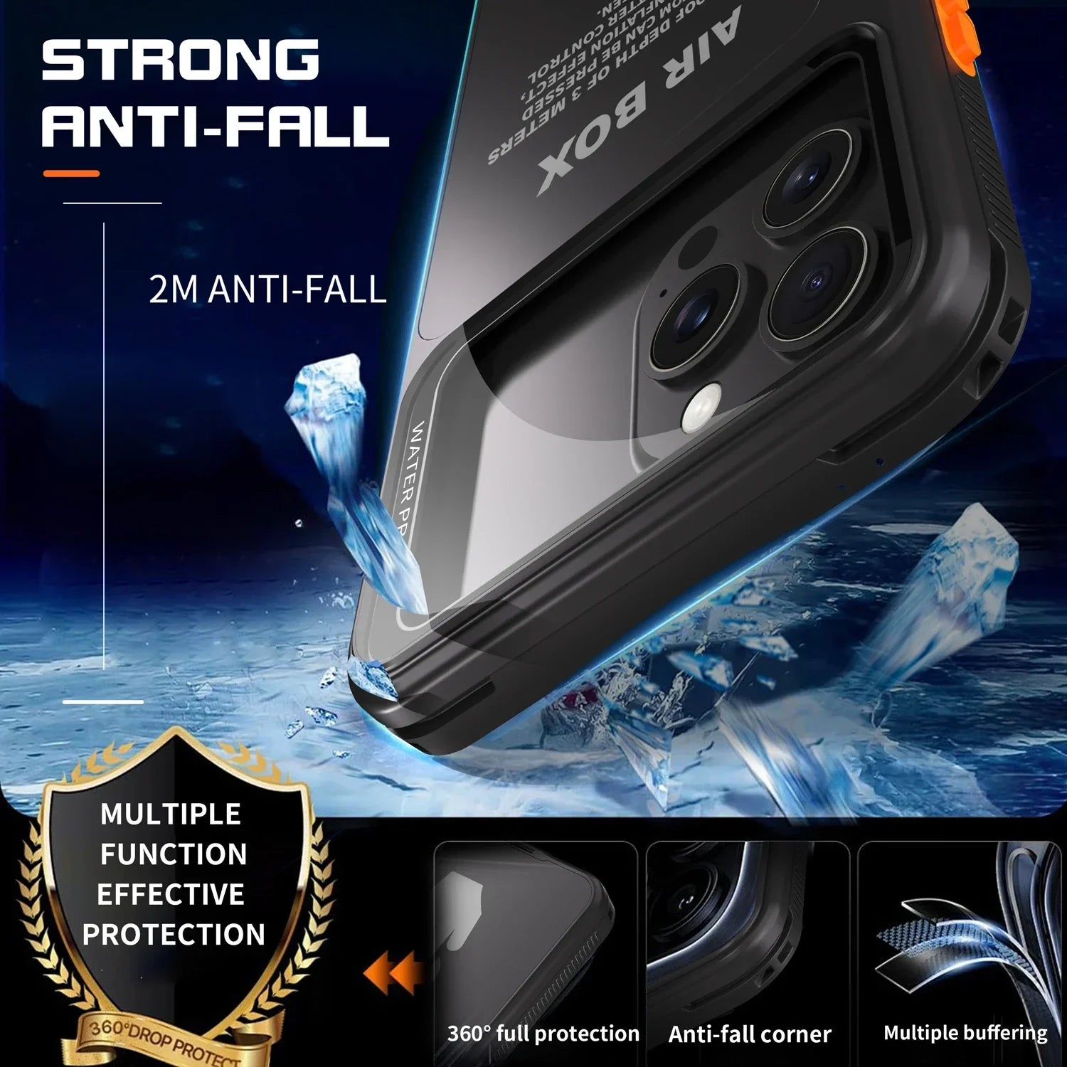 IP68 Waterproof Phone Case For iPhone 16 15 14 13 12 Pro Max Plus Underwater Taking Shockproof Dustproof Swimming Diving Cover - Caseverse