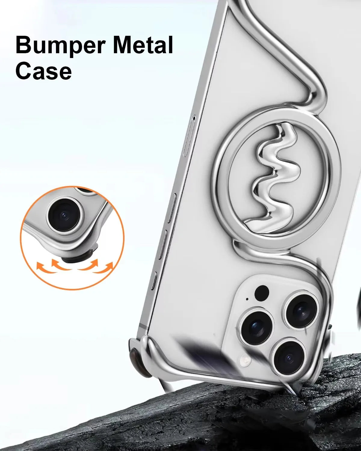 Eary Minimalist Phone Case for iPhone 16 Pro Max with Magsafe Metal Frameless Bumper Military Grade Shockproof Protector Cover